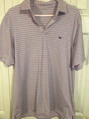 Vineyard Vines Red, Navy & White Striped Polo